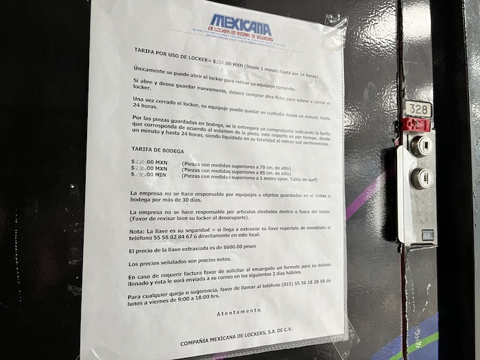 メキシコシティ国際空港　コインロッカー　料金